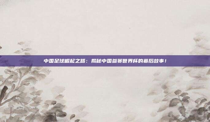 中国足球崛起之路:揭秘中国参赛世界杯的幕后故事!