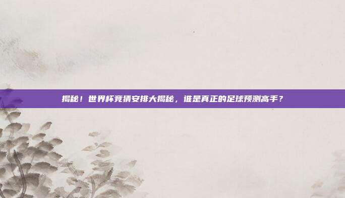 揭秘！世界杯竞猜安排大揭秘，谁是真正的足球预测高手？