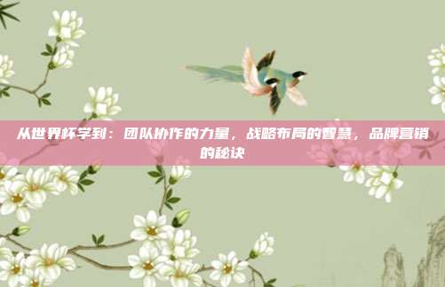 从世界杯学到：团队协作的力量，战略布局的智慧，品牌营销的秘诀