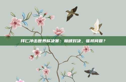 拜仁冲击世界杯决赛：巅峰对决，谁将问鼎？