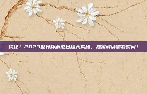 揭秘！2023世界杯解说日程大揭秘，独家解读精彩瞬间！