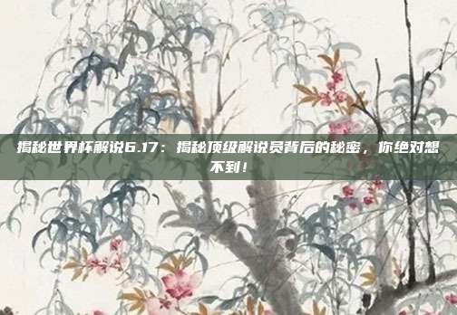 揭秘世界杯解说6.17：揭秘顶级解说员背后的秘密，你绝对想不到！