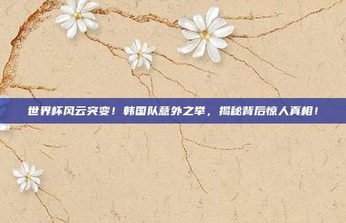 世界杯风云突变！韩国队意外之举，揭秘背后惊人真相！
