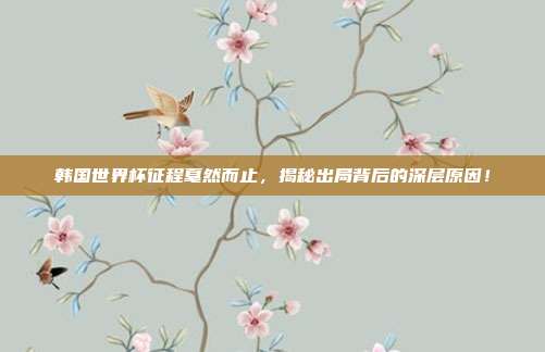 韩国世界杯征程戛然而止，揭秘出局背后的深层原因！