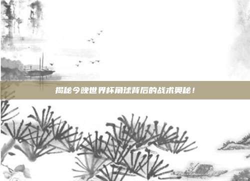 揭秘今晚世界杯角球背后的战术奥秘!