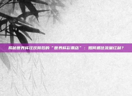 揭秘世界杯狂欢背后的“世界杯彩票店”:如何抓住流量红利?