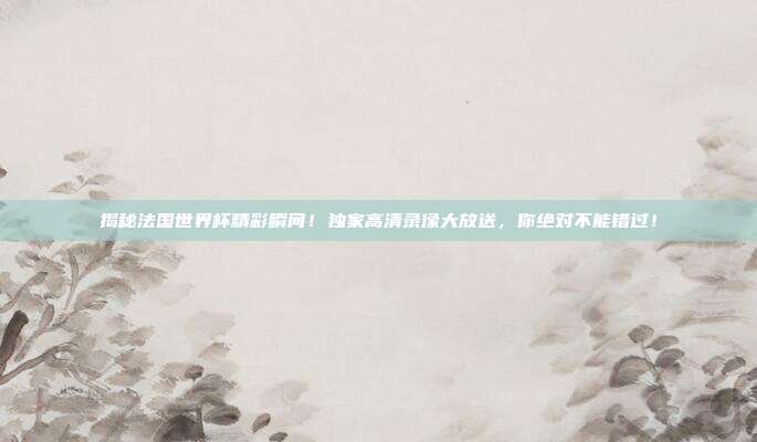 揭秘法国世界杯精彩瞬间!独家高清录像大放送,你绝对不能错过!