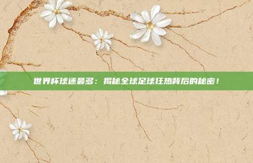 世界杯球迷最多：揭秘全球足球狂热背后的秘密！