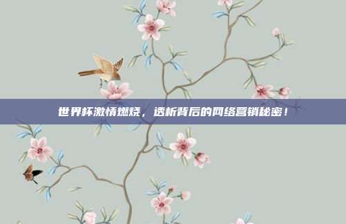 世界杯激情燃烧，透析背后的网络营销秘密！