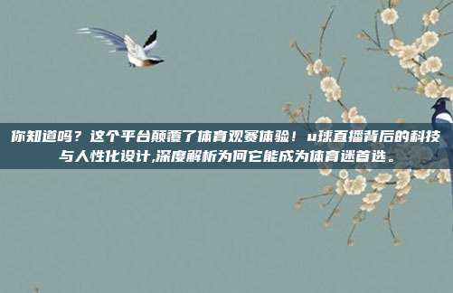 你知道吗？这个平台颠覆了体育观赛体验！u球直播背后的科技与人性化设计,深度解析为何它能成为体育迷首选。