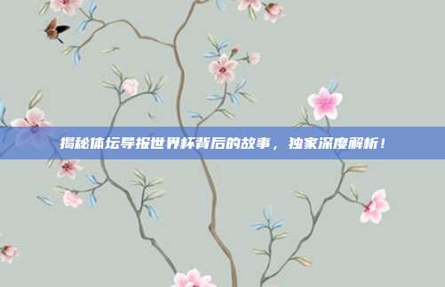 揭秘体坛导报世界杯背后的故事,独家深度解析!