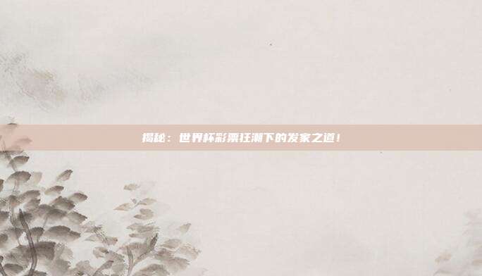 揭秘：世界杯彩票狂潮下的发家之道！
