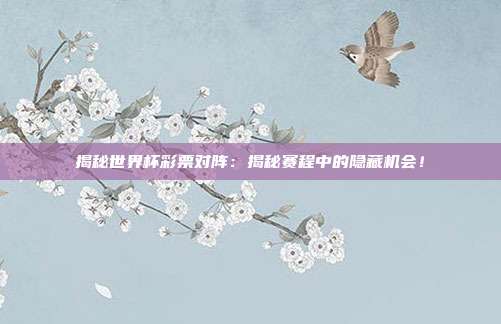 揭秘世界杯彩票对阵：揭秘赛程中的隐藏机会！
