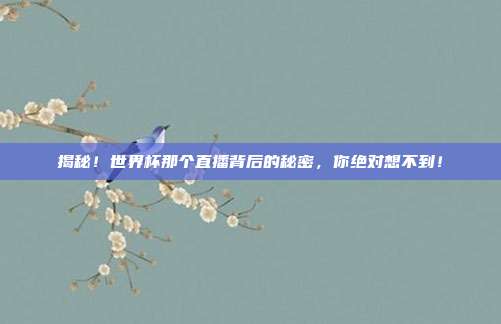 揭秘!世界杯那个直播背后的秘密,你绝对想不到!