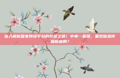 深入解析国家网络平台的升级之路！中央一直播，重塑信息传播新格局？