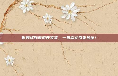世界杯昨夜风云突变,一场乌龙引发热议!