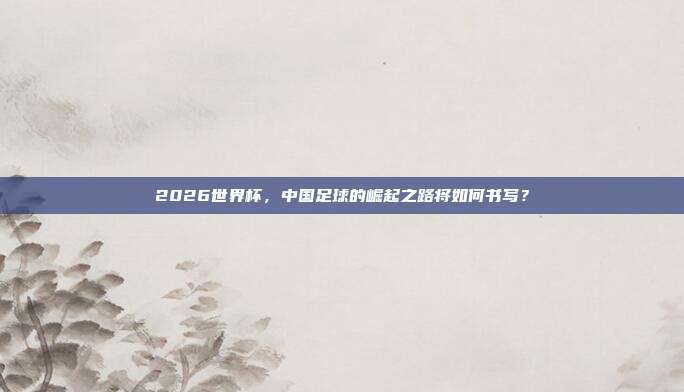 2026世界杯，中国足球的崛起之路将如何书写？