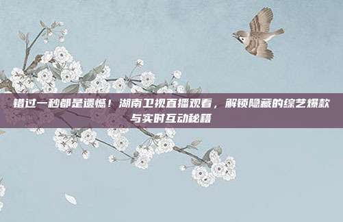 错过一秒都是遗憾！湖南卫视直播观看，解锁隐藏的综艺爆款与实时互动秘籍