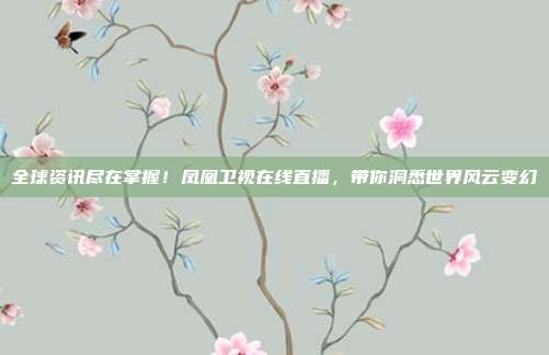 全球资讯尽在掌握！凤凰卫视在线直播，带你洞悉世界风云变幻
