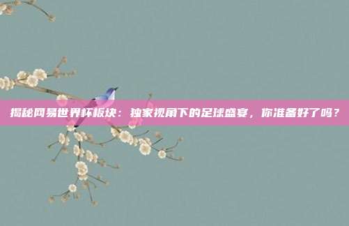 揭秘网易世界杯板块：独家视角下的足球盛宴，你准备好了吗？