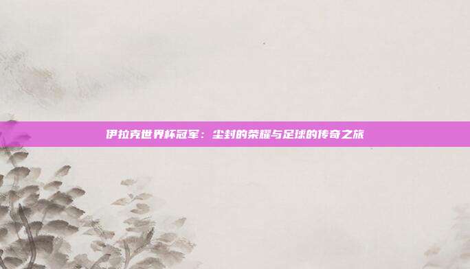 伊拉克世界杯冠军：尘封的荣耀与足球的传奇之旅