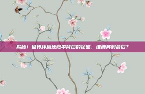 揭秘！世界杯赢球概率背后的秘密，谁能笑到最后？