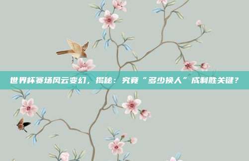 世界杯赛场风云变幻,揭秘:究竟“多少换人”成制胜关键?