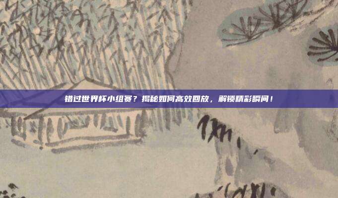 错过世界杯小组赛？揭秘如何高效回放，解锁精彩瞬间！