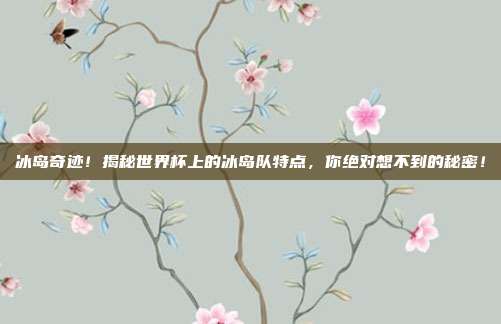 冰岛奇迹！揭秘世界杯上的冰岛队特点，你绝对想不到的秘密！