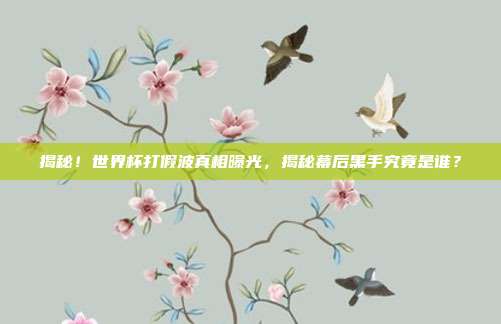 揭秘！世界杯打假波真相曝光，揭秘幕后黑手究竟是谁？