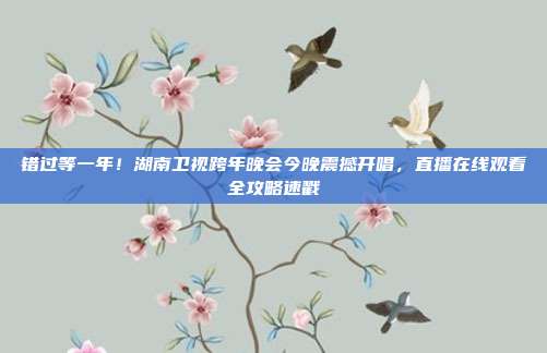 错过等一年！湖南卫视跨年晚会今晚震撼开唱，直播在线观看全攻略速戳