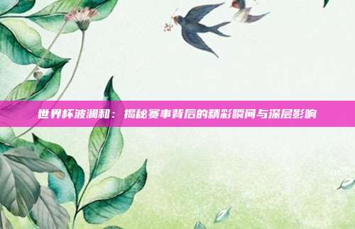 世界杯波澜和：揭秘赛事背后的精彩瞬间与深层影响