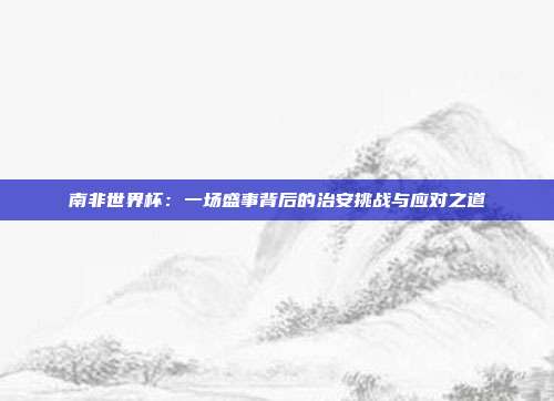 南非世界杯：一场盛事背后的治安挑战与应对之道