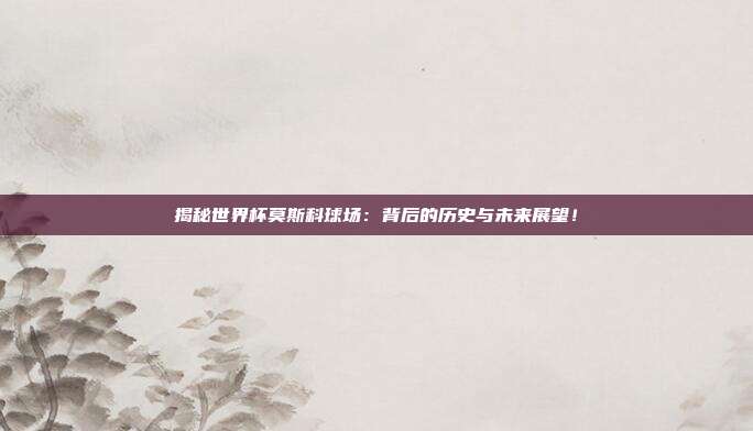 揭秘世界杯莫斯科球场:背后的历史与未来展望!