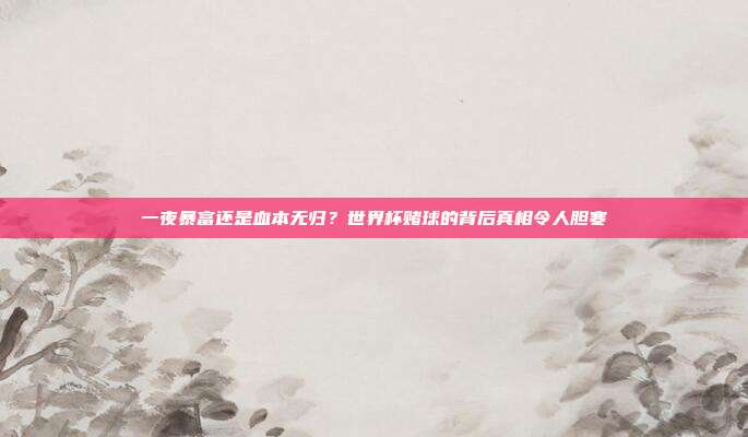 一夜暴富还是血本无归？世界杯赌球的背后真相令人胆寒