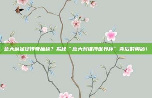 意大利足球传奇延续?揭秘“意大利维持世界杯”背后的奥秘!