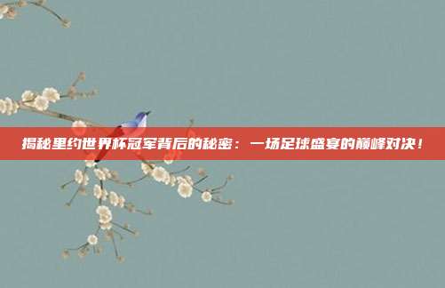 揭秘里约世界杯冠军背后的秘密：一场足球盛宴的巅峰对决！