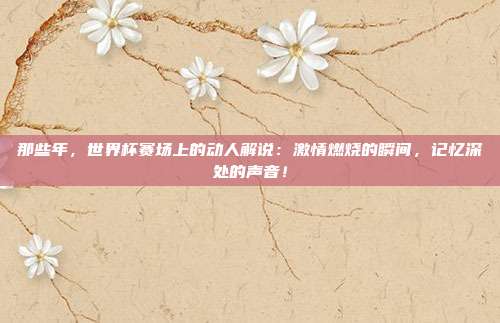 那些年,世界杯赛场上的动人解说:激情燃烧的瞬间,记忆深处的声音!