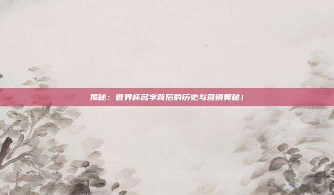 揭秘：世界杯名字背后的历史与营销奥秘！