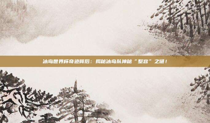 冰岛世界杯奇迹背后:揭秘冰岛队神秘“整容”之谜!