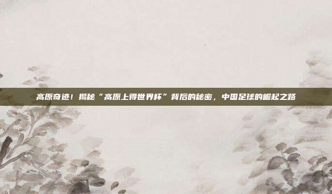 高原奇迹！揭秘“高原上得世界杯”背后的秘密，中国足球的崛起之路
