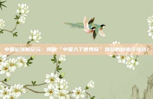中国足球新纪元：揭秘“中国入了世界杯”背后的秘密与挑战！