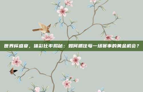 世界杯盛宴，体彩比率揭秘：如何抓住每一场赛事的黄金机会？