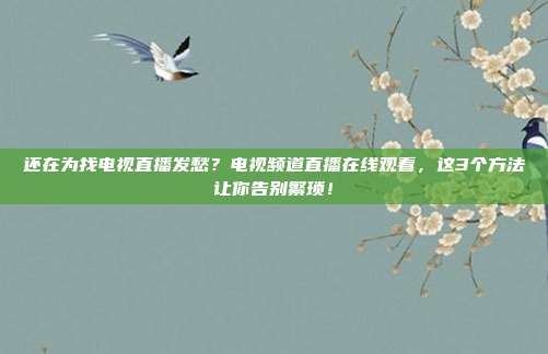 还在为找电视直播发愁？电视频道直播在线观看，这3个方法让你告别繁琐！