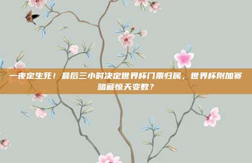 一夜定生死！最后三小时决定世界杯门票归属，世界杯附加赛暗藏惊天变数？