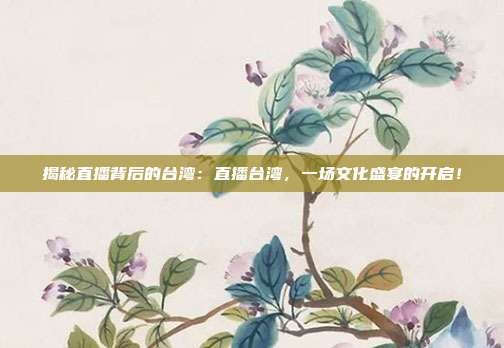 揭秘直播背后的台湾:直播台湾,一场文化盛宴的开启!