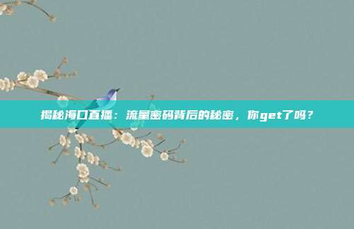 揭秘海口直播:流量密码背后的秘密,你get了吗?