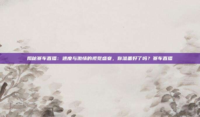 揭秘赛车直播:速度与激情的视觉盛宴,你准备好了吗?赛车直播