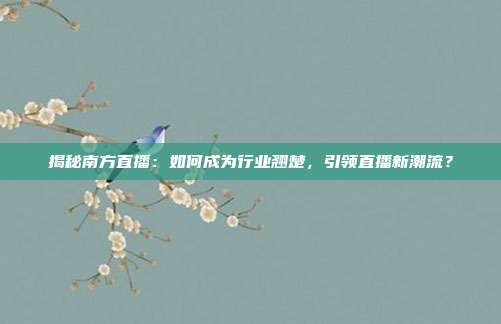 揭秘南方直播:如何成为行业翘楚,引领直播新潮流?
