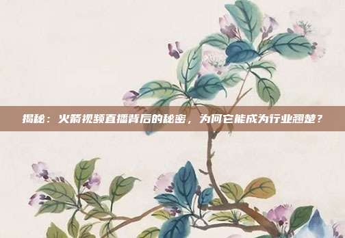 揭秘：火箭视频直播背后的秘密，为何它能成为行业翘楚？